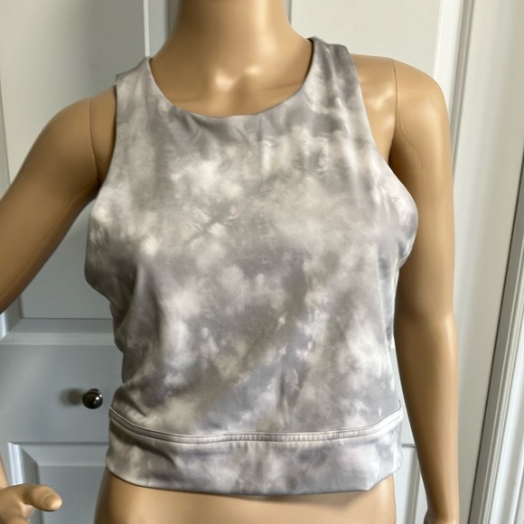 Banana Republic Tops - Banana Republic | Gray Tie-Dye Activewear crop top